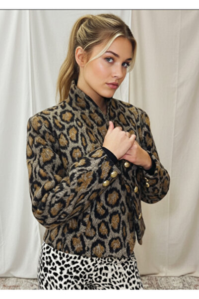 Belle Vie سترة صوفية بنقشة الفهد إنتاج فردي