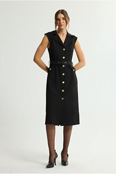 Love My Body Cepli Kolsuz Gabardin Elbise