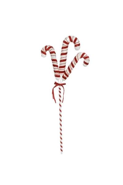 ANTBRO Ornament de Crăciun pentru brad - băț de spumă cu 3 acadele roșii/albe...