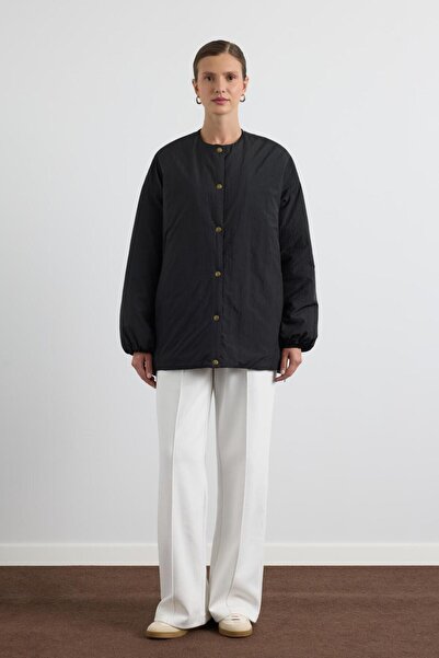 KADRİYE BAŞTÜRK Zippered Puffer Jacket Black