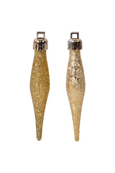 Lioness Σετ από 18 χρυσές χριστουγεννιάτικες μπάλες σε σχήμα σταλακτίτη, Λέαι...