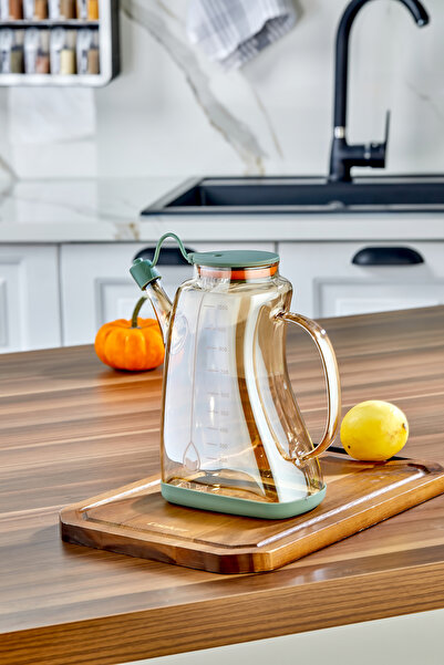 Cooker 1.1 Litre Borosilikat Cam Yağlık ve Sirkelik Zeytinyağ Şişesi Şeffaf