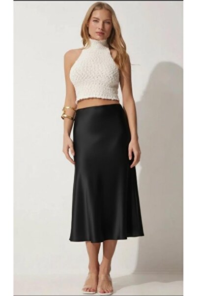 MERİT FASHION Saten Midi Boy Etek