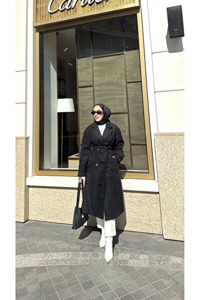 moda crn Kadın Düğmeli Kaşe Kaban