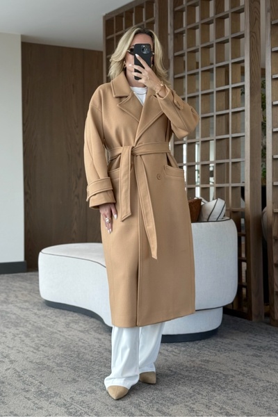 Laluvia Camel New Tokyo Long Cashmere Coat - 408021
