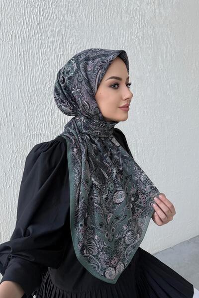 Byedauzunlar Eșarfă din mătase modal boemă verde mucegai