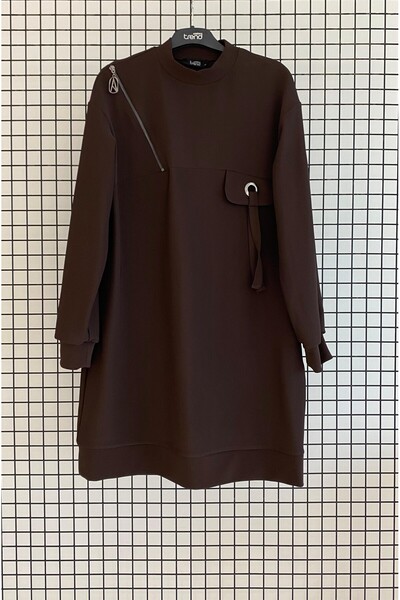 Armine Kuş Gözü Ve Fermuar Detaylı Yeni Sezon Tunik Likra lı