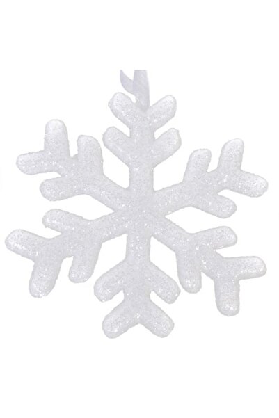 ANTBRO ® Christmas tree ornament - snowflake with white glitter, 17cm