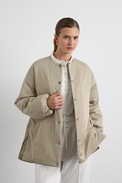 KADRİYE BAŞTÜRK Zippered Inflatable Coat Stone