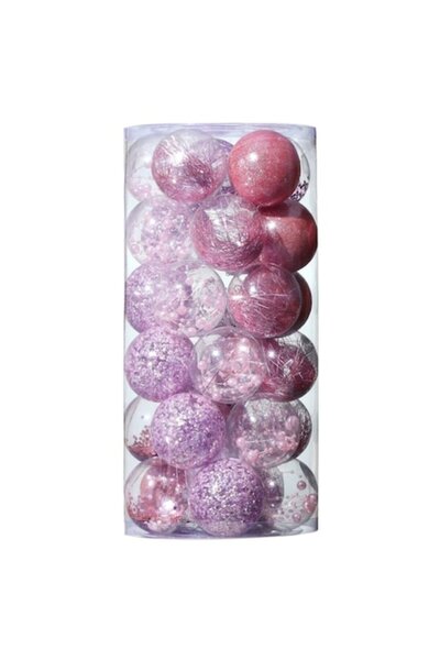 HOFF Set globuri de Crăciun, mov/roz/transparent, 30 bucăți, 6 cm