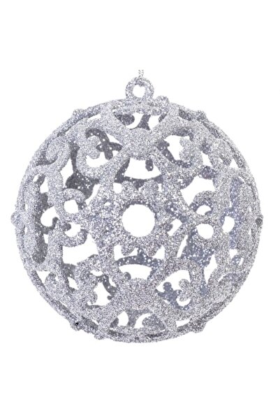 OEM Set de 6 globuri de Crăciun perforate argintii, 8 cm