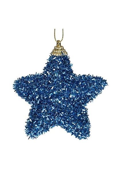 ANTBRO Ornament de Crăciun pentru brad - Stea albastră din spumă cu beteală, ...