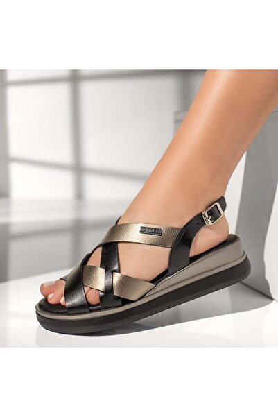 BMoD Sandale negre cu platformă și baretă pentru femei MOD13513