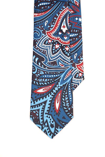 6AM Ceremony Classic blue silk tie with paisley pattern