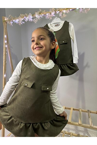 Asortix boutique Kız çocuk (Süet kumaş) fırfır detaylı Elbise - Body dahildir.