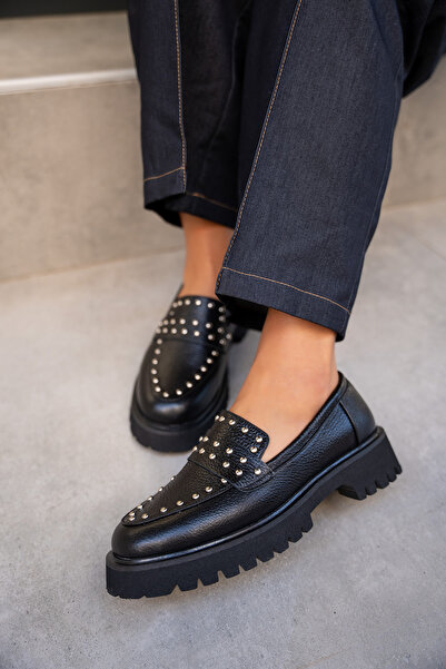 LAMİNTA Sorley Black Trock Genuine Leather Women's Loafer
