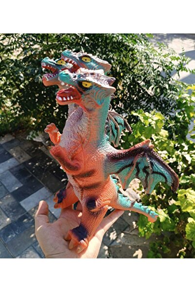 LRS STORE 3 Başlı Ejderha Figürü Sesli Büyük Boy 50 cm, Çocuklar İçin Oyuncak...