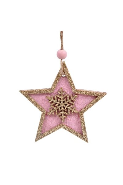 ANTBRO ® Χριστουγεννιάτικο Στολίδι Ξύλινο Αστέρι σε Βελούδο με Νιφάδα Χιονιού...