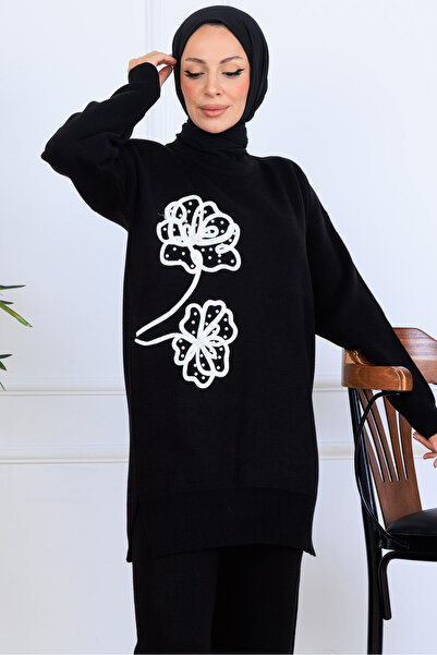 benguen Embroidery Detailed Knitwear Set S1120 Black