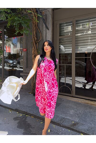 CARLA MARA Rochie din viscoză cu model și detaliu de dantelă la guler