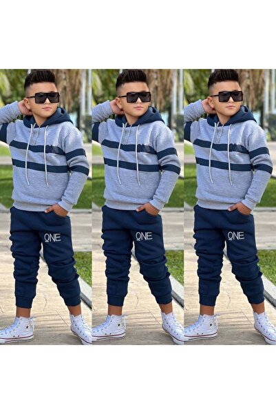 Bisahane Boy's 3-Strap Striped Tracksuit Set