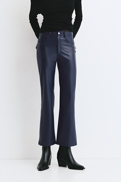 Pull & Bear Suni deri flare paça pantolon