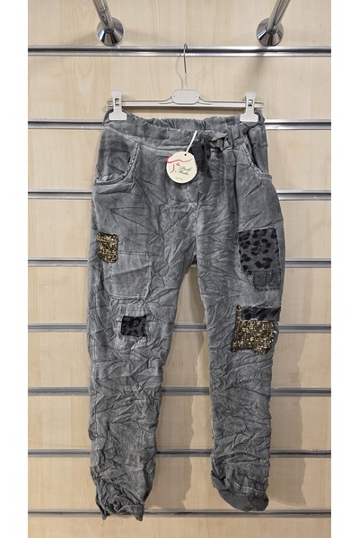 Park Moda Pants with Sequin Leopard Detail