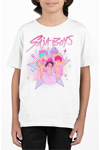 Fuddy Moda Tricou pentru copii Star Saja Boys cu imprimeu pentru copii, unise...