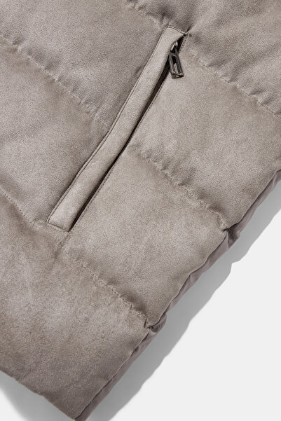 W Collection Stand-Up Collar Zippered Mink Coat