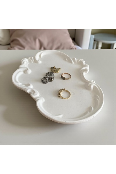 candleistanbul Dekoratif tepsi ham boyasız boyayabilirsiniz beyaz betondan