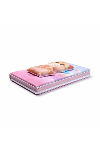 Linea Puffy Relief Surface (14*20 cm) 80 Sheets Color Striped Memory Notebook (Drinking Cat)