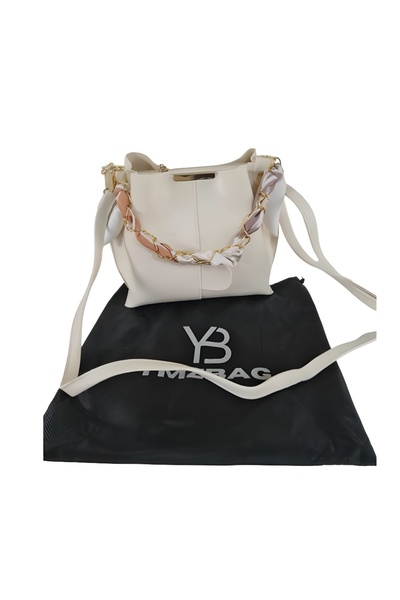 YMZBAG Geantă de mână și de umăr pentru femei KREM, din piele moale, cu 3 com...