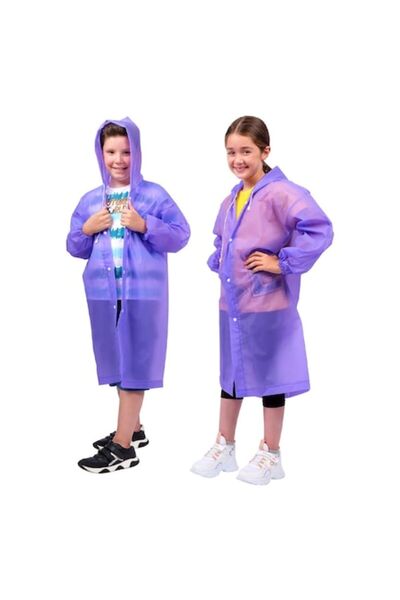 Optim Solution Kids Rain Poncho, Optim Solution, Unisex, Waterproof, Purple, 100-145 cm
