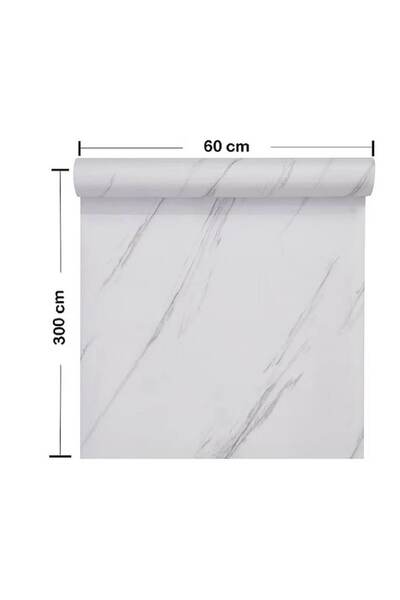 topbazar Folie autoadezivă cu aspect de marmură albă 60x300 cm, autoadezivă, rezistentă la apă, autocolant pentru mobilier de bucătărie, blat și pereți, design elegant