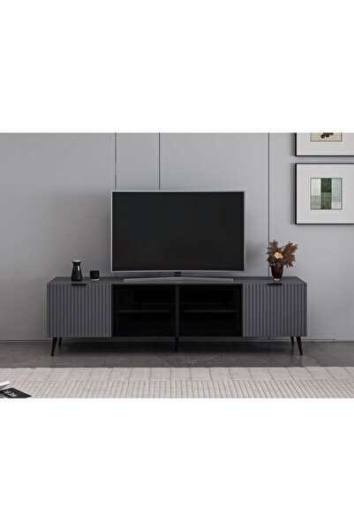 Minar Plus Tv Ünitesi Cam Kapak Antrasit/Antrasit