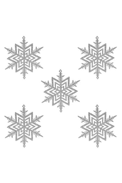 ANTBRO Ornament de Crăciun pentru brad - fulg de zăpadă cu sclipici argintiu,...