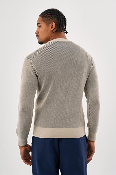 odelon Men's Regular Fit Vanize Knitted Cotton Crew Neck Stone Knitwear Sweater
