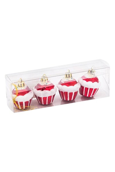 OEM Set de 4 globuri de Crăciun în formă de brioșă, 5,5 cm