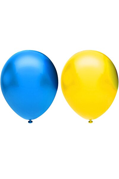 İSTOÇ PARTİ Metallic Balloon Set 100 Pieces (Dark Blue, Yellow) + 5 m Balloon...
