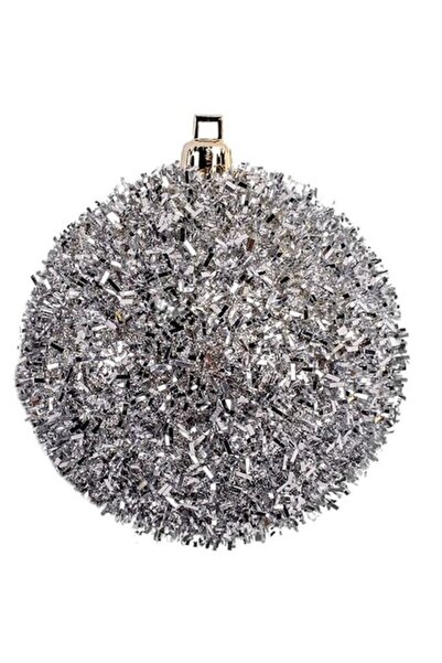 ANTBRO set de 6 globuri de Crăciun din beteală argintie, 8 cm
