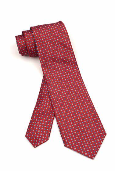 6AM Ceremony Classic red tie with geometric pattern