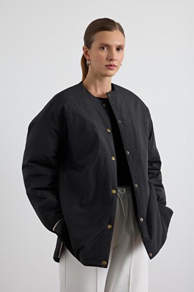 KADRİYE BAŞTÜRK Zippered Puffer Jacket Black