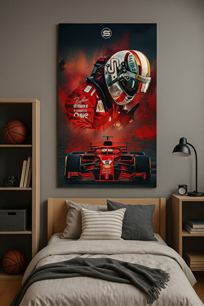 BLT DİZAYN Tablou din sticlă tematică cu mașini de curse de formule roșii – Design cu pasiune pentru viteze și adrenalină