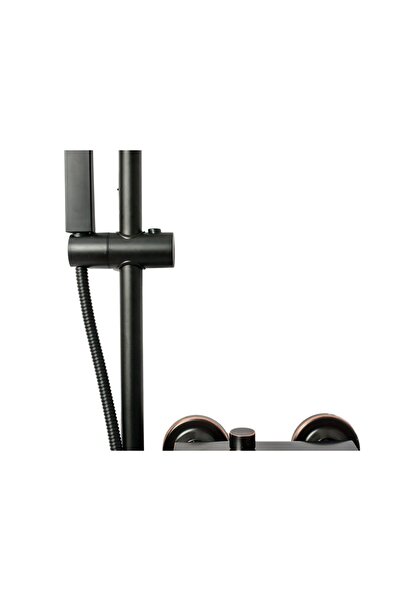 Trendy's Επιτοίχια μπαταρία μπανιέρας, με σετ ντουζιέρας, αντικέ μαύρο