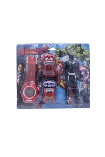 OEM Black Panther watch set with toy cars and figurine, 3+ years