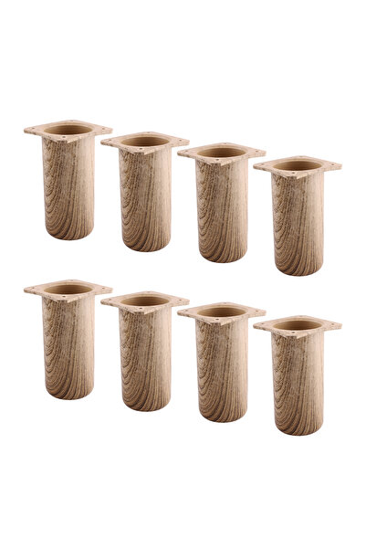 Badem10 (8 Pieces) Plastic Leg Liva Natural Oak 15 cm Furniture Sofa Armchair Base Heightening Leg Feet