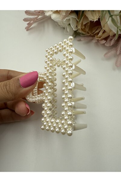 PONÇİK ACCESSORİES Women's Pearl Rectangular Model Large Size Latch Buckle