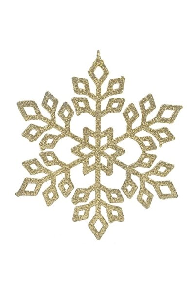 ANTBRO Ornament de Crăciun pentru brad - Fulg de zăpadă cu sclipici bej, 15 cm