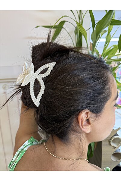 PONÇİK ACCESSORİES Women's Pearl Butterfly Model Large Size Latch Buckle