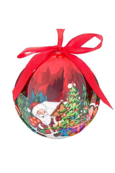 ANTBRO Glob de Crăciun colorat cu Moș Crăciun, cadouri și brad împodobit, Ø7,5cm